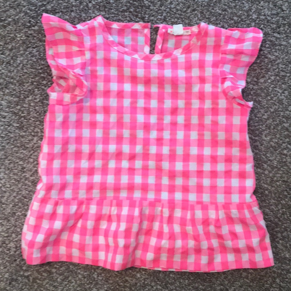 Crewcuts girls pink gingham blouse.